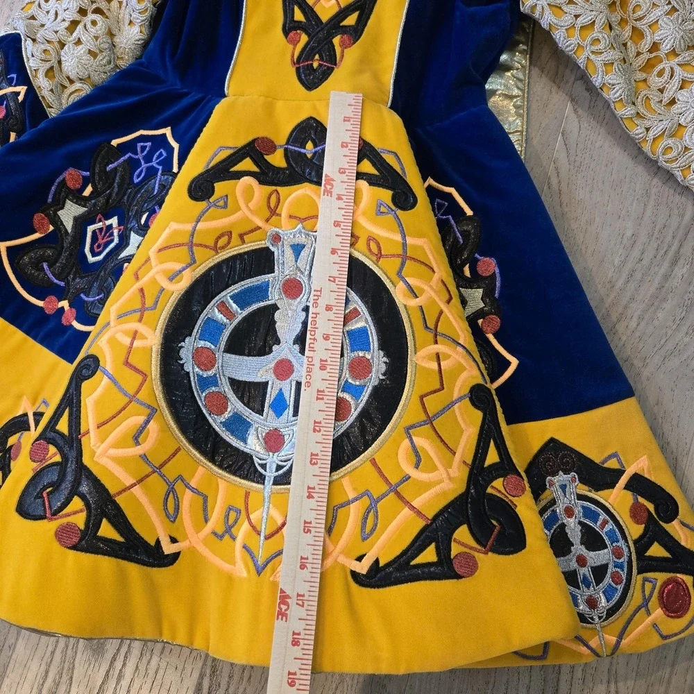 Vintage Celtic Irish Traditional‎ Folk Step Dance Dress Costume Embroidered